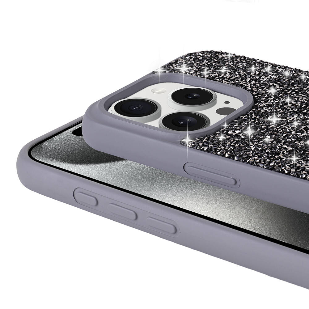Apple iPhone 15 Pro Max Uyumlu Kılıf Parlak Taşlı Tasarım Zore Pırlanta Kapak - 11