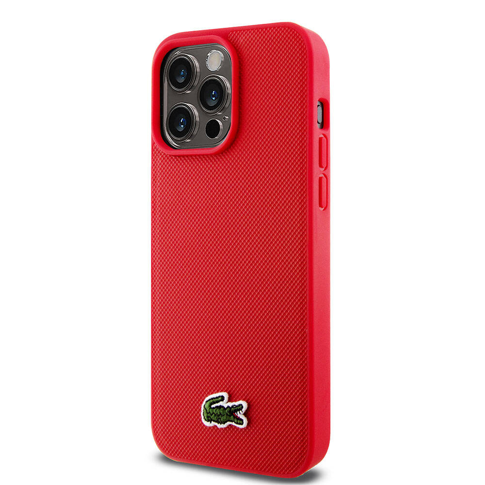 Apple iPhone 15 Pro Max Uyumlu Kılıf Lacoste Orjinal Lisanslı PU Pike Desenli Arka Yüzey İkonik Timsah Dokuma Logolu Kapak - 22