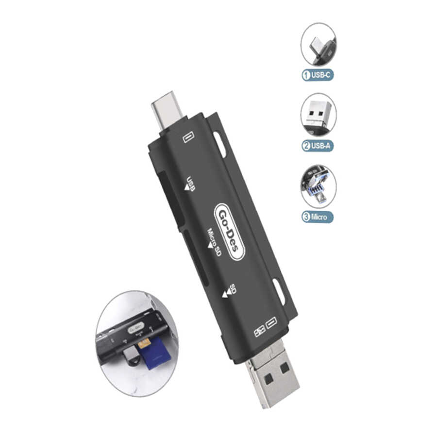 Go Des GD-DK108 3 in 1 OTG Hafıza Kart Okuyucu - 1