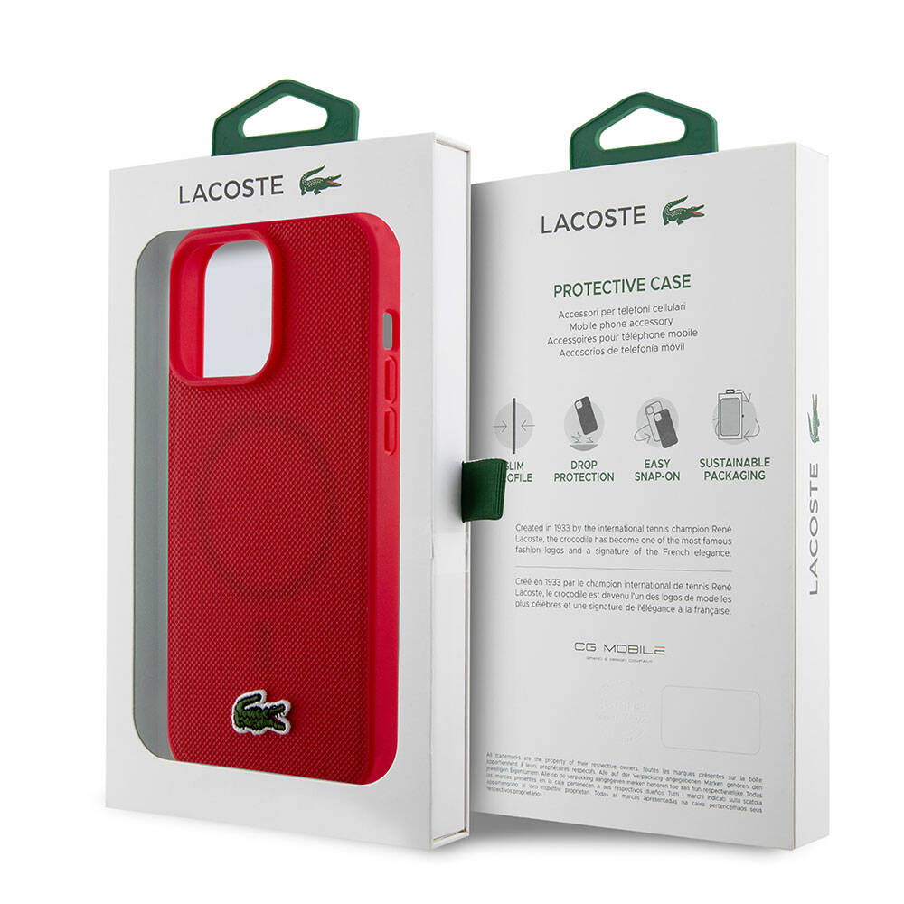 Apple iPhone 15 Pro Max Uyumlu Kılıf Lacoste Orjinal Lisanslı PU Pike Desenli Arka Yüzey İkonik Timsah Dokuma Logolu Kapak - 28