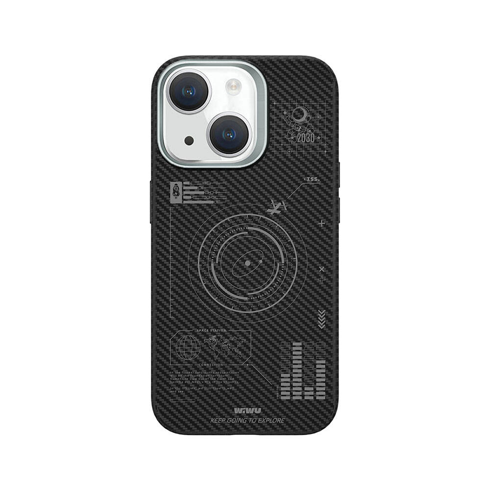 Apple iPhone 15 Plus Uyumlu Kılıf Wiwu KJZ-017 Karbon Fiber 600D Explore Kevlar Kapak - 3