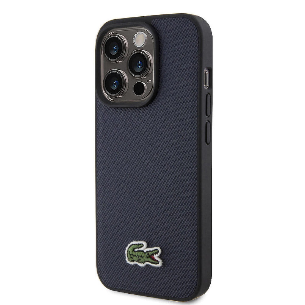 Apple iPhone 15 Pro Max Uyumlu Kılıf Lacoste Orjinal Lisanslı PU Pike Desenli Arka Yüzey İkonik Timsah Dokuma Logolu Kapak