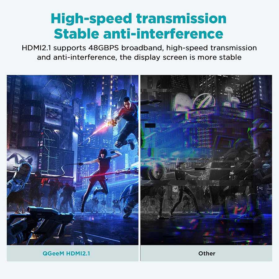 Qgeem QG-AV17 Görüntü ve Ses Aktarıcı HDMI Kablo 2.1 Versiyon 8K HD Kalite 48Gbps 1.83 metre - 4