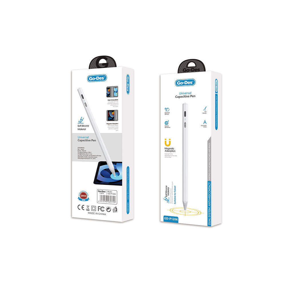 Go Des GD-P1206 Palm-Rejection Avuç İçi Reddi Özelliği Magnetik Universal Stylus Çizim Kalemi - 2