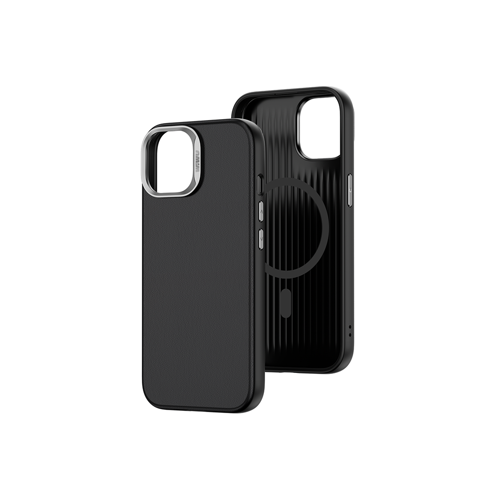 Apple iPhone 15 Plus Uyumlu Wiwu SP-019 Magsafe Şarj Özellikli Vegan Leather Deri Kapak - 3