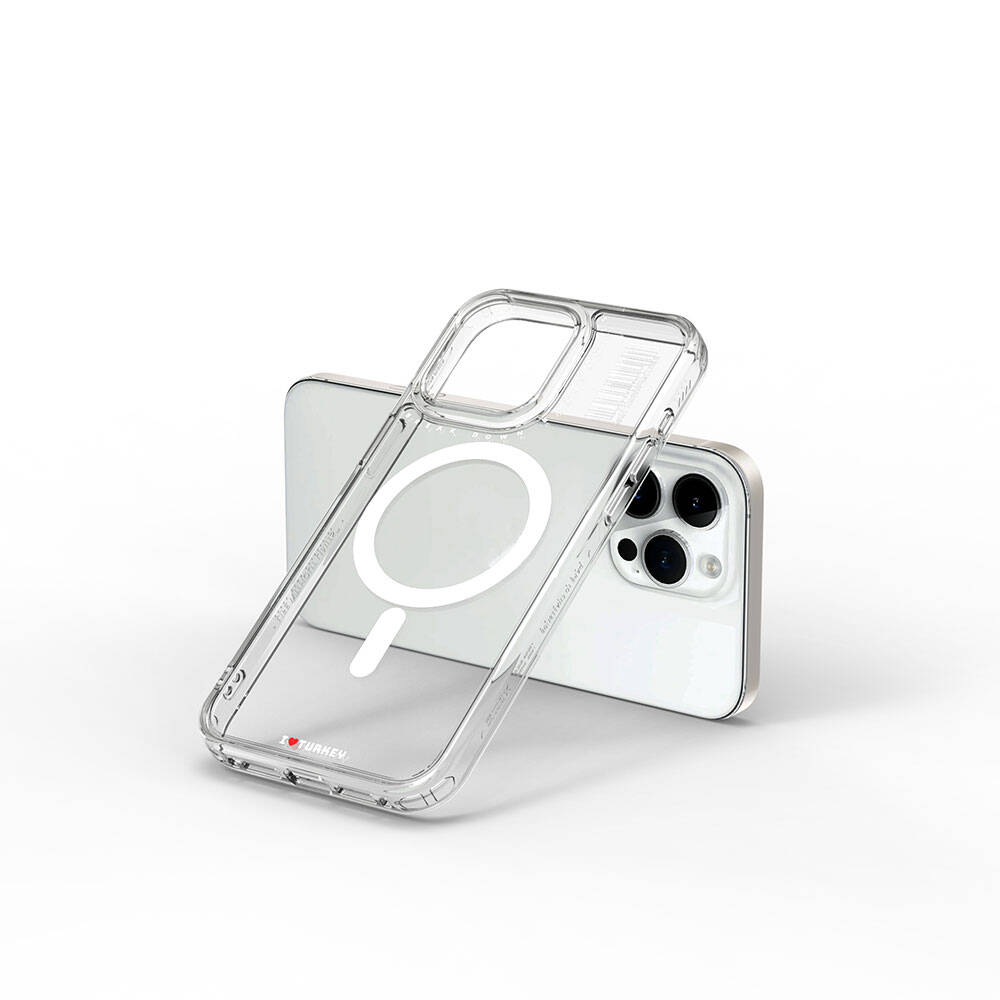 Apple iPhone 15 Pro Max Uyumlu Kılıf Magsafe Şarj Özellikli Şeffaf Transparan Wiwu Turkey D Serisi Kapak - 3
