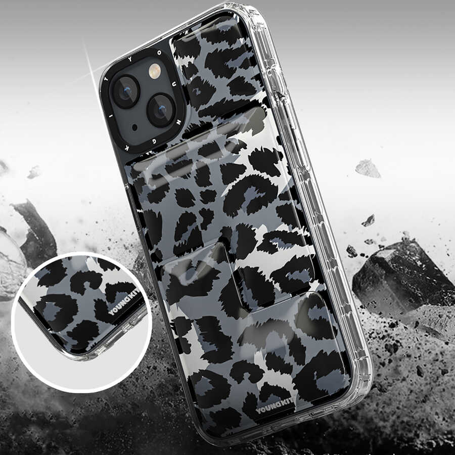 Apple iPhone 13 Uyumlu Kılıf YoungKit Leopard Article Serisi Kapak - 9