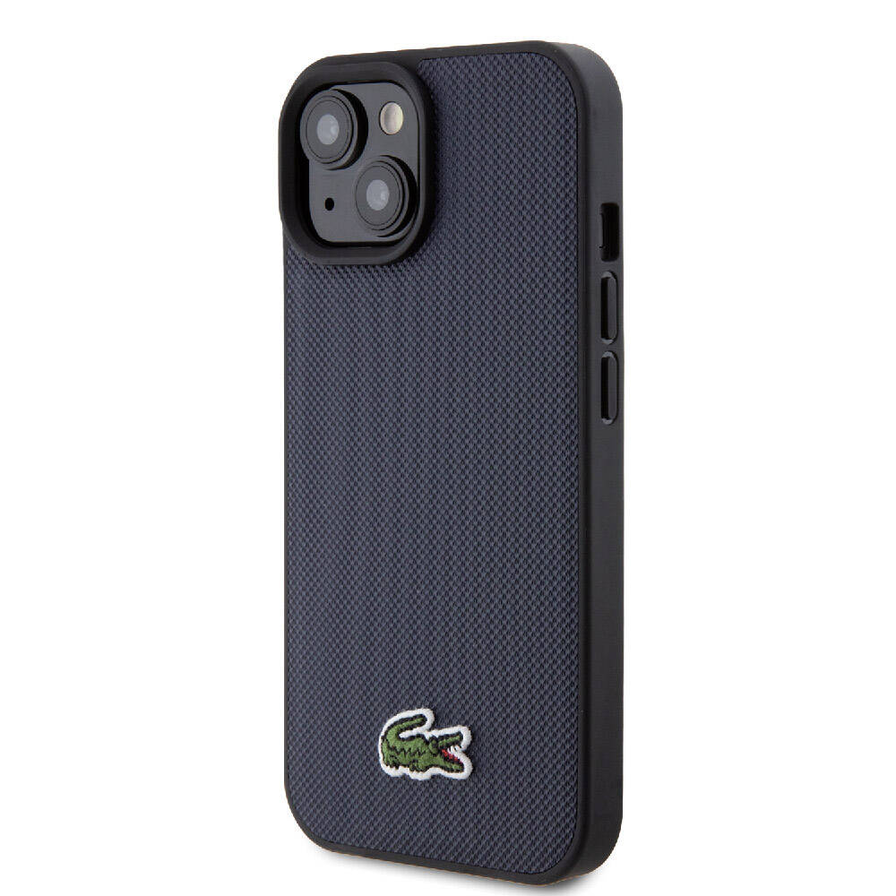 Apple iPhone 15 Uyumlu Kılıf Lacoste Orjinal Lisanslı PU Pike Desenli Arka Yüzey İkonik Timsah Dokuma Logolu Kapak - 15