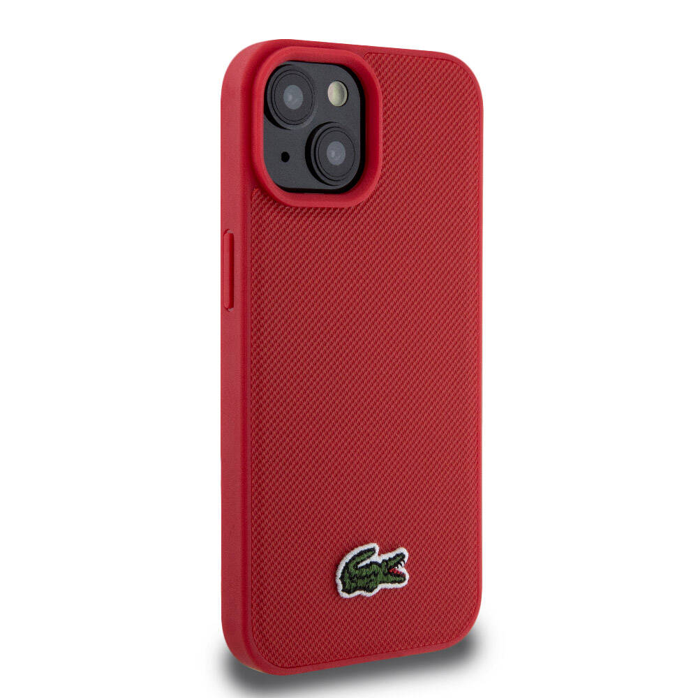 Apple iPhone 15 Uyumlu Kılıf Lacoste Orjinal Lisanslı PU Pike Desenli Arka Yüzey İkonik Timsah Dokuma Logolu Kapak - 24