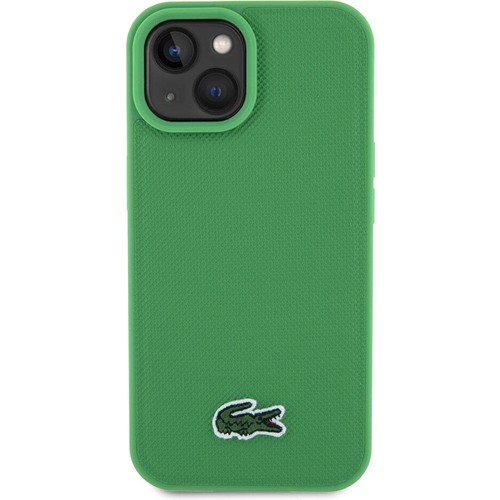 Apple iPhone 15 Uyumlu Kılıf Lacoste Orjinal Lisanslı PU Pike Desenli Arka Yüzey İkonik Timsah Dokuma Logolu Kapak
