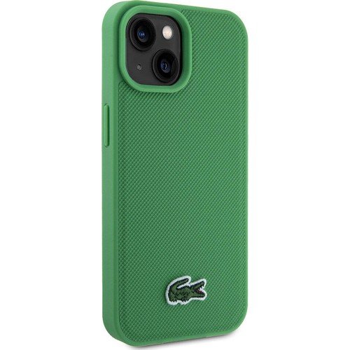 Apple iPhone 15 Uyumlu Kılıf Lacoste Orjinal Lisanslı PU Pike Desenli Arka Yüzey İkonik Timsah Dokuma Logolu Kapak