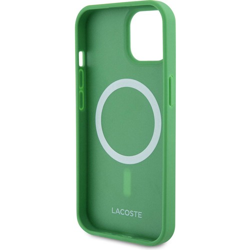 Apple iPhone 15 Uyumlu Kılıf Lacoste Orjinal Lisanslı PU Pike Desenli Arka Yüzey İkonik Timsah Dokuma Logolu Kapak