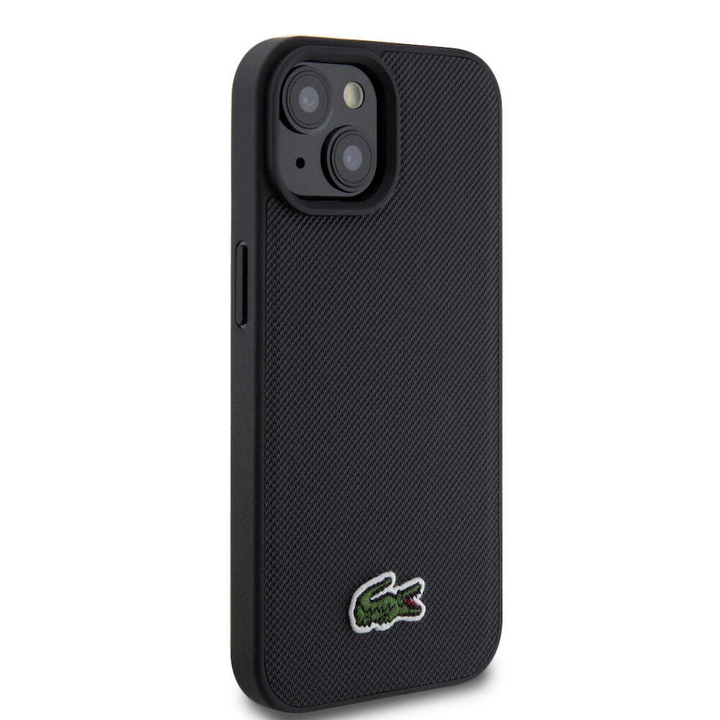 Apple iPhone 15 Uyumlu Kılıf Lacoste Orjinal Lisanslı PU Pike Desenli Arka Yüzey İkonik Timsah Dokuma Logolu Kapak