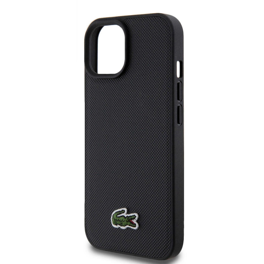 Apple iPhone 15 Uyumlu Kılıf Lacoste Orjinal Lisanslı PU Pike Desenli Arka Yüzey İkonik Timsah Dokuma Logolu Kapak