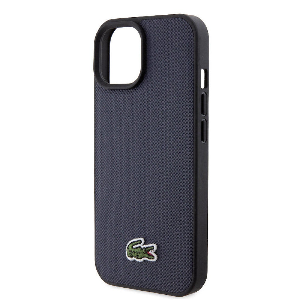 Apple iPhone 15 Uyumlu Kılıf Lacoste Orjinal Lisanslı PU Pike Desenli Arka Yüzey İkonik Timsah Dokuma Logolu Kapak