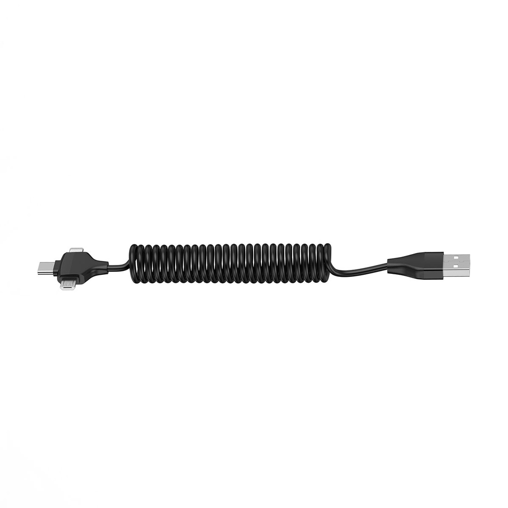 Wiwu Spiral Tasarımlı Micro Type-C ve Lightning 3in1 Spring Spiral Kablo 1m - 3