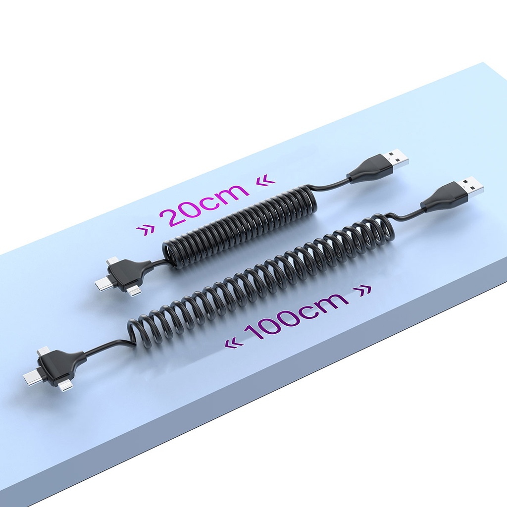 Wiwu Spiral Tasarımlı Micro Type-C ve Lightning 3in1 Spring Spiral Kablo 1m - 11