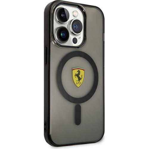 Apple iPhone 14 Pro Uyumlu Kılıf Ferrari Magsafe Şarj Özellikli Yarı Transparan Dizayn Kapak
