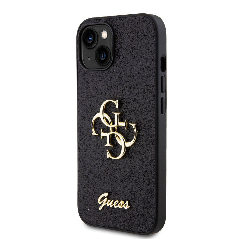 Apple iPhone 15 Uyumlu Kılıf Guess Orjinal Lisanslı 4G Büyük Metal Logolu Glitter Kapak - 1