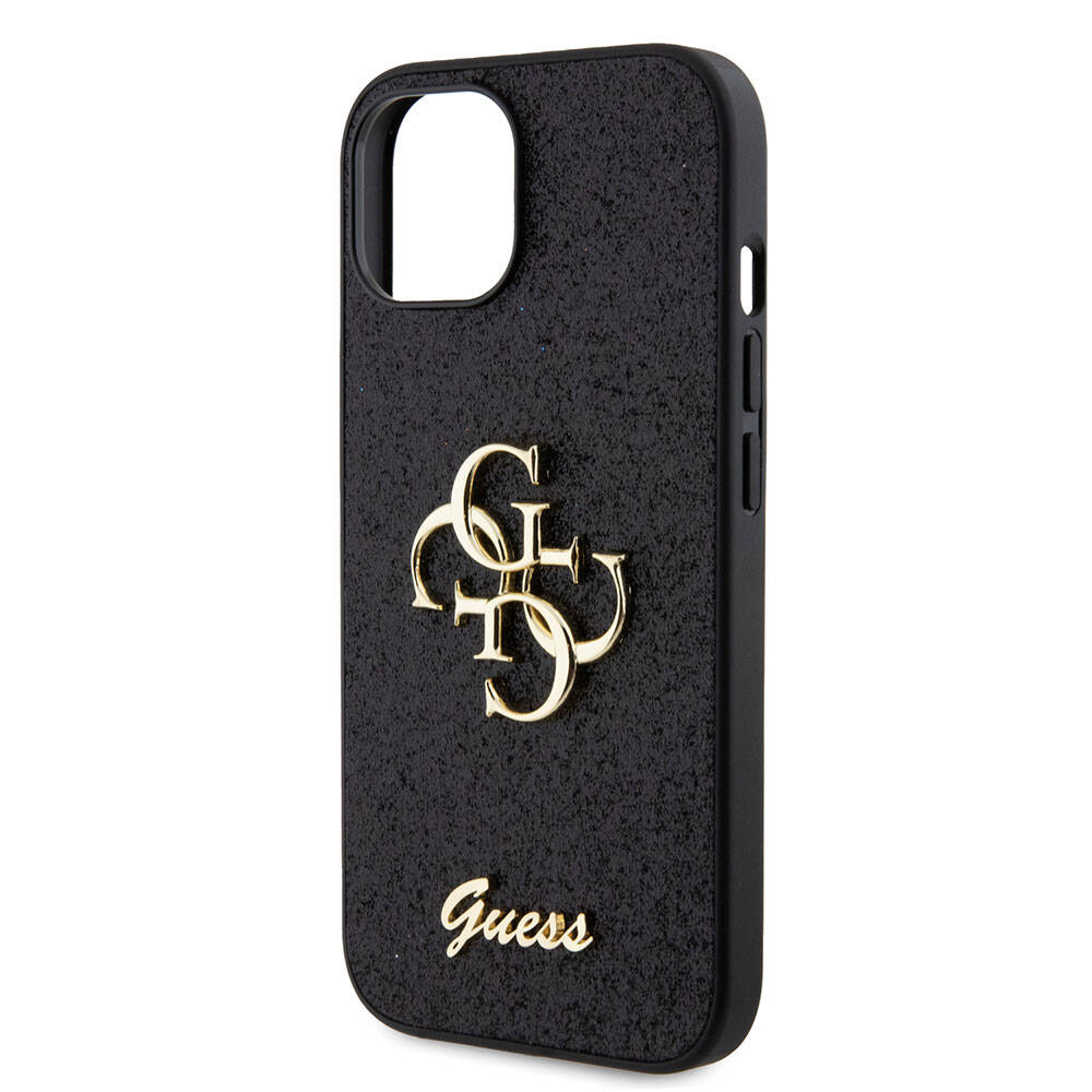 Apple iPhone 15 Uyumlu Kılıf Guess Orjinal Lisanslı 4G Büyük Metal Logolu Glitter Kapak - 4