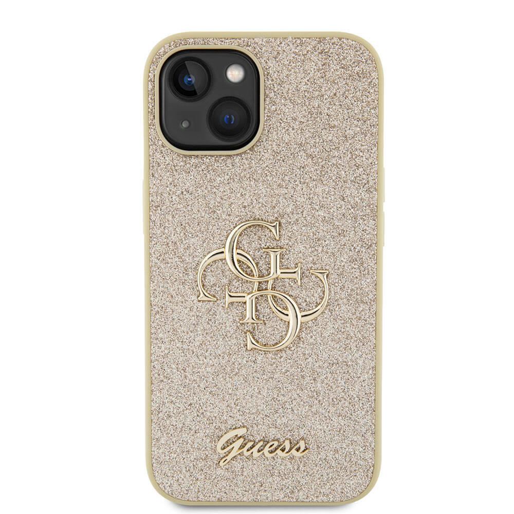 Apple iPhone 15 Uyumlu Kılıf Guess Orjinal Lisanslı 4G Büyük Metal Logolu Glitter Kapak - 9
