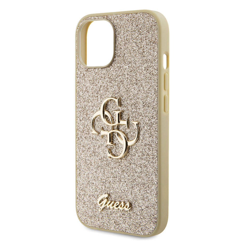 Apple iPhone 15 Uyumlu Kılıf Guess Orjinal Lisanslı 4G Büyük Metal Logolu Glitter Kapak - 11