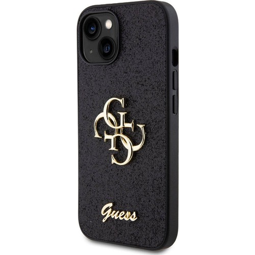 Apple iPhone 15 Uyumlu Kılıf Guess Orjinal Lisanslı 4G Büyük Metal Logolu Glitter Kapak