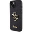 Apple iPhone 15 Uyumlu Kılıf Guess Orjinal Lisanslı 4G Büyük Metal Logolu Glitter Kapak