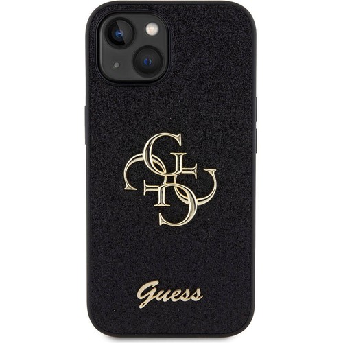 Apple iPhone 15 Uyumlu Kılıf Guess Orjinal Lisanslı 4G Büyük Metal Logolu Glitter Kapak