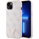 Apple iPhone 14 Uyumlu Kılıf Guess Orjinal Lisanslı PU Deri Taşlı Üçgen Logo 4G Desenli Kapak