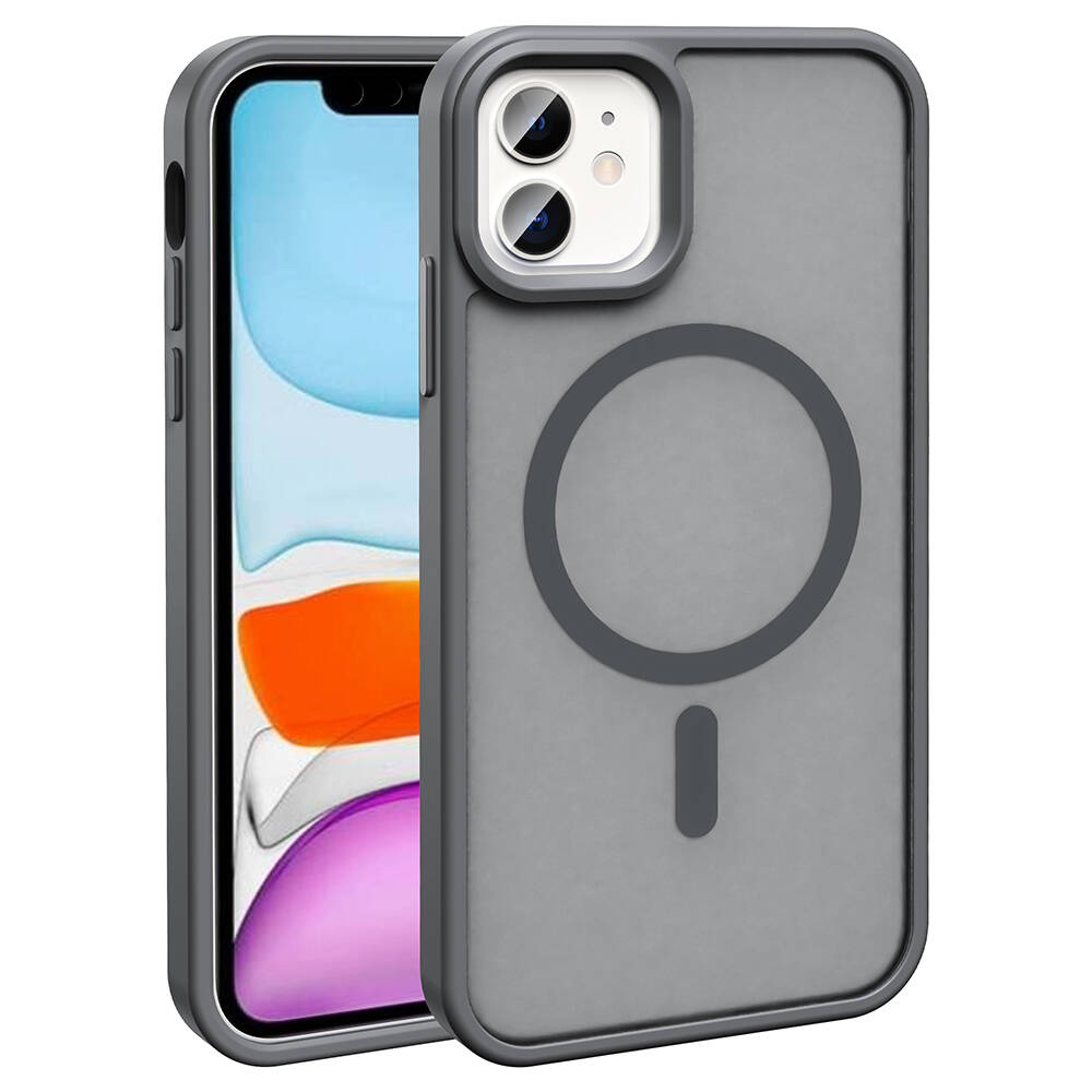 Apple iPhone 11 Uyumlu Kılıf Magsafe Şarj Özellikli Mat Arka Yüzey Zore Sio Kapak - 15