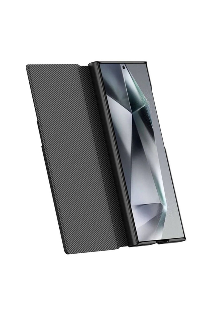 Samsung Galaxy S24 Ultra Uyumlu Kılıf Kamera Korumalı Karbon Tasarım Zore Droga Standlı Kartlıklı Kapaklı Kılıf