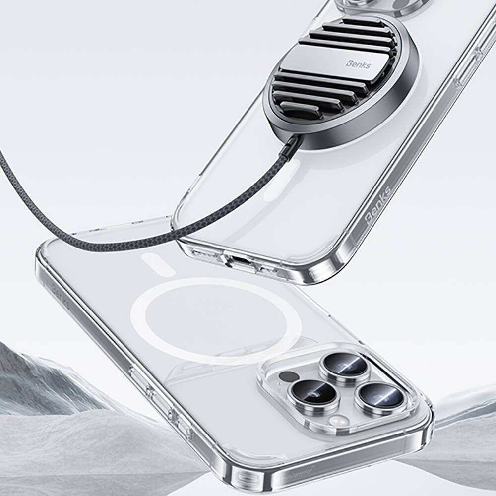 Apple iPhone 15 Pro Uyumlu Kılıf Magsafe Şarj Özellikli Airbagli Şeffaf Benks LucentPro Serisi Kapak - 8