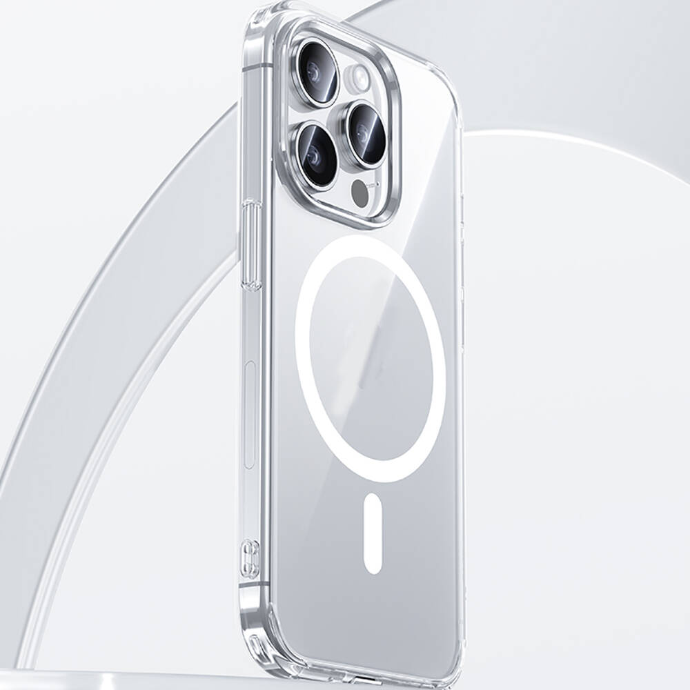 Apple iPhone 15 Pro Uyumlu Kılıf Magsafe Şarj Özellikli Airbagli Şeffaf Benks LucentPro Serisi Kapak - 13
