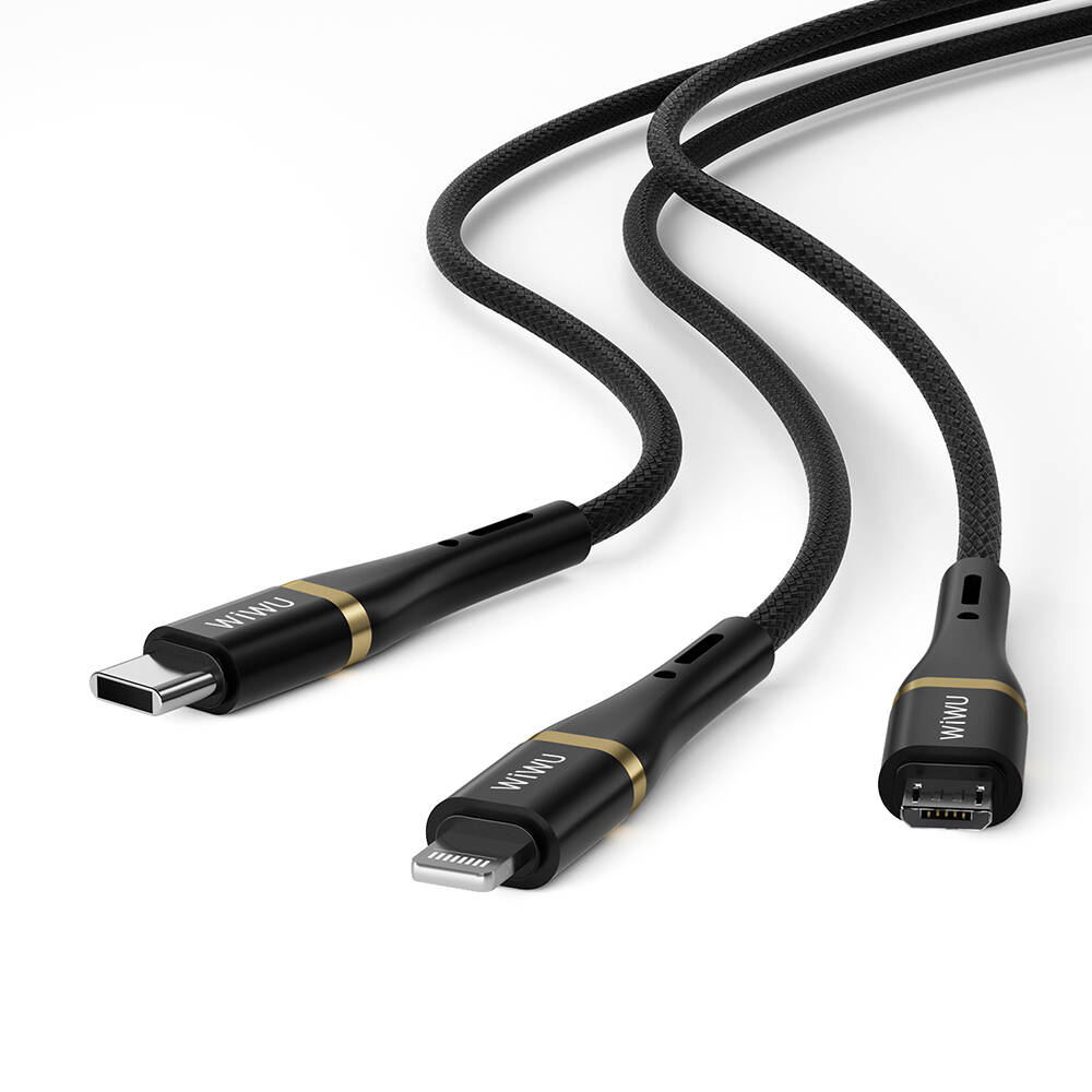 Wiwu Wi-C024 Elite Serisi 3in1 Type-C to Lightning – Type-C – Micro USB Ultra Hızlı Şarj Kablosu 100W 1.2M - 4