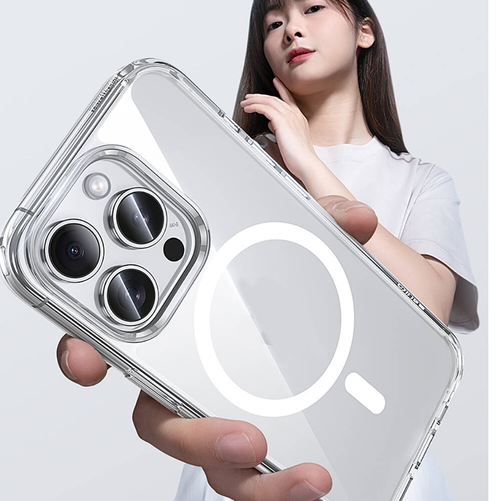 Apple iPhone 15 Pro Max Uyumlu Kılıf Magsafe Şarj Özellikli Airbagli Şeffaf Benks LucentPro Serisi Kapak - 5