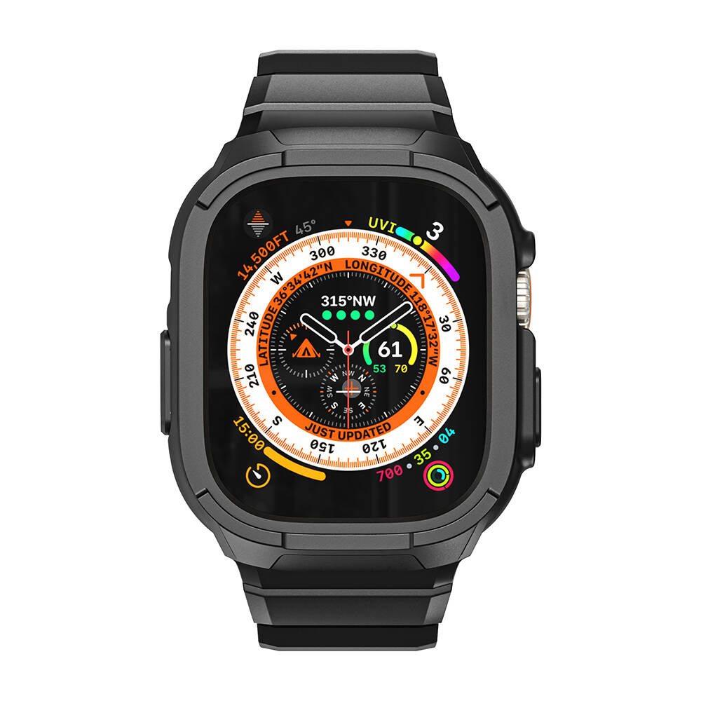 Apple Watch Ultra 49mm Uyumlu Wiwu Wi-WB014 Armor Serisi 2in1 Sert PC Kasa Koruyuculu Silikon Kordon - 3