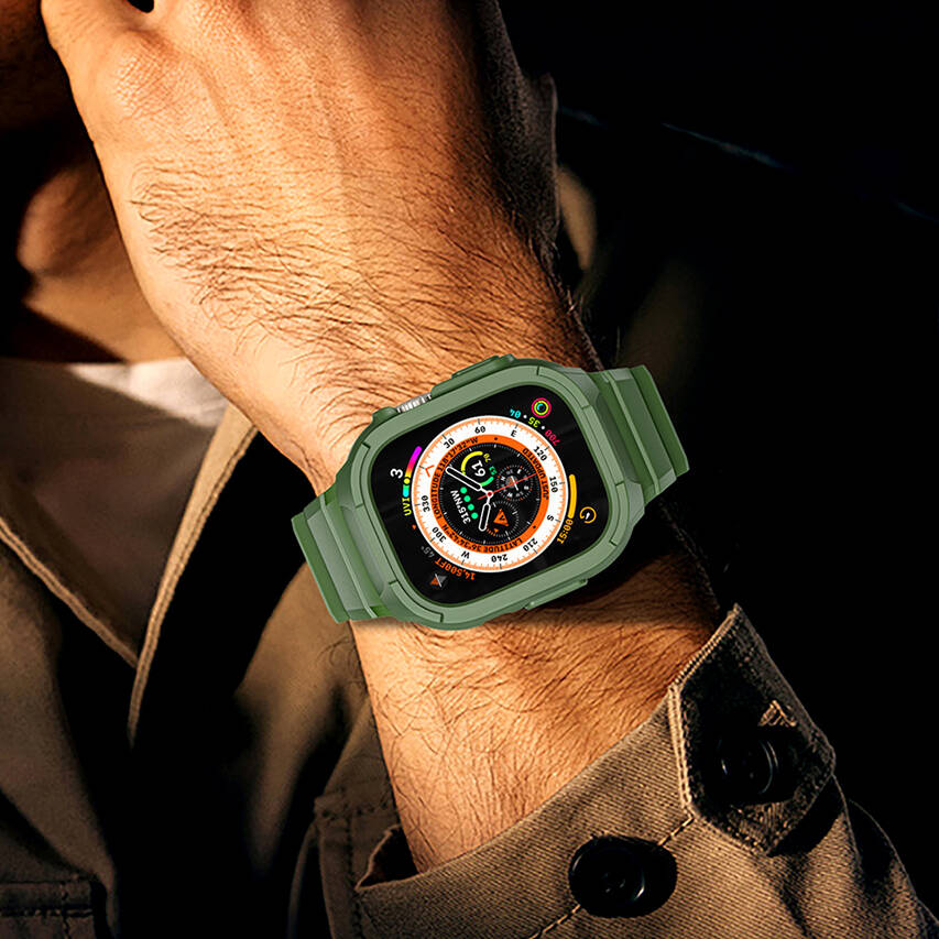 Apple Watch 44mm Uyumlu Wiwu Wi-WB014 Armor Serisi 2in1 Sert PC Kasa Koruyuculu Silikon Kordon - 10