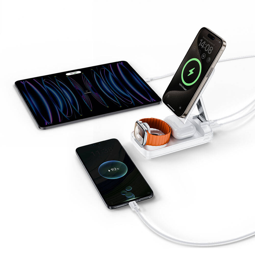 Benks MP13 5in1 Dijital LED Göstergeli Katlanabilir Kablosuz Şarj Standlı Powerbank 15W 10000mAh - 3