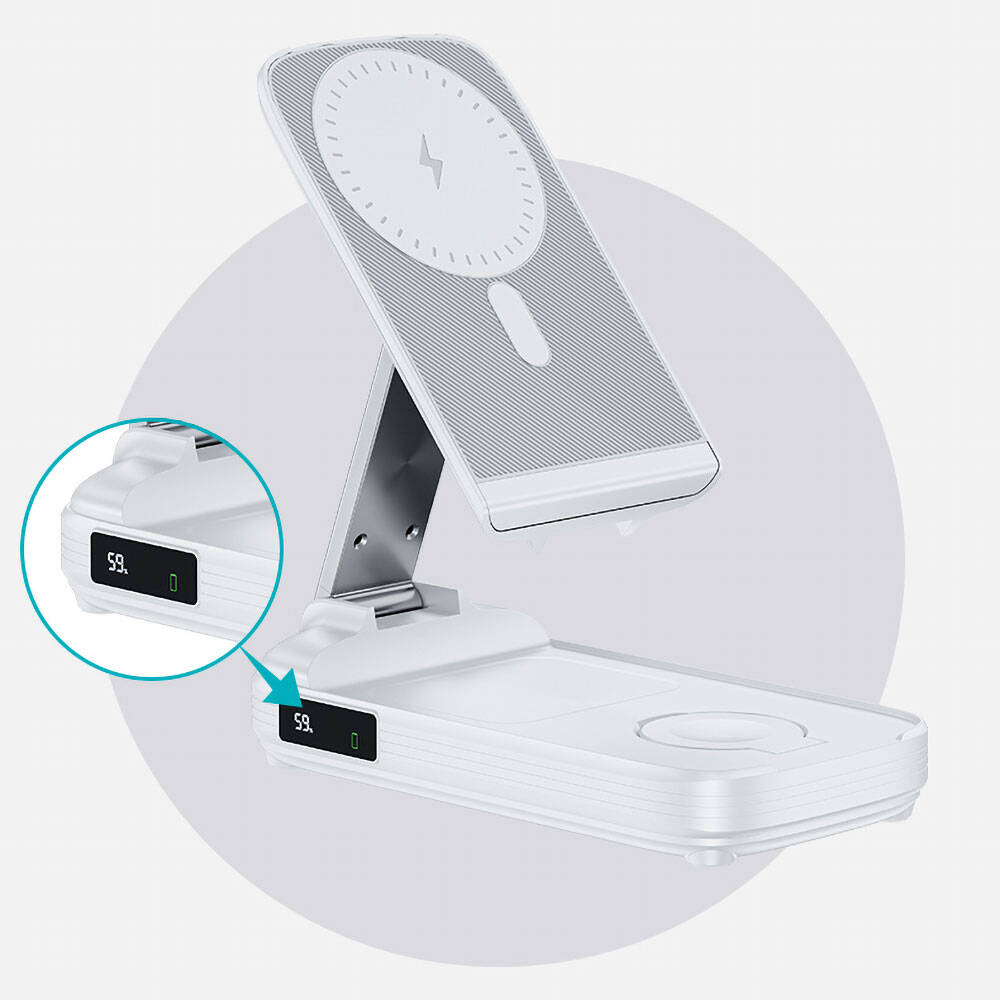 Benks MP13 5in1 Dijital LED Göstergeli Katlanabilir Kablosuz Şarj Standlı Powerbank 15W 10000mAh - 5