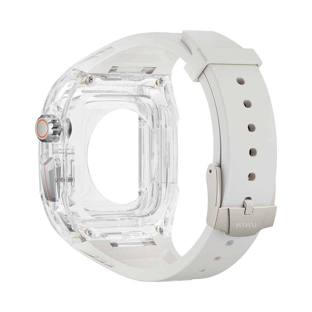 Apple Watch 44mm Uyumlu Wiwu Wi-WB013 Rambo Serisi 2in1 Şeffaf PC Kasa Koruyuculu Kauçuk Kordon - 5