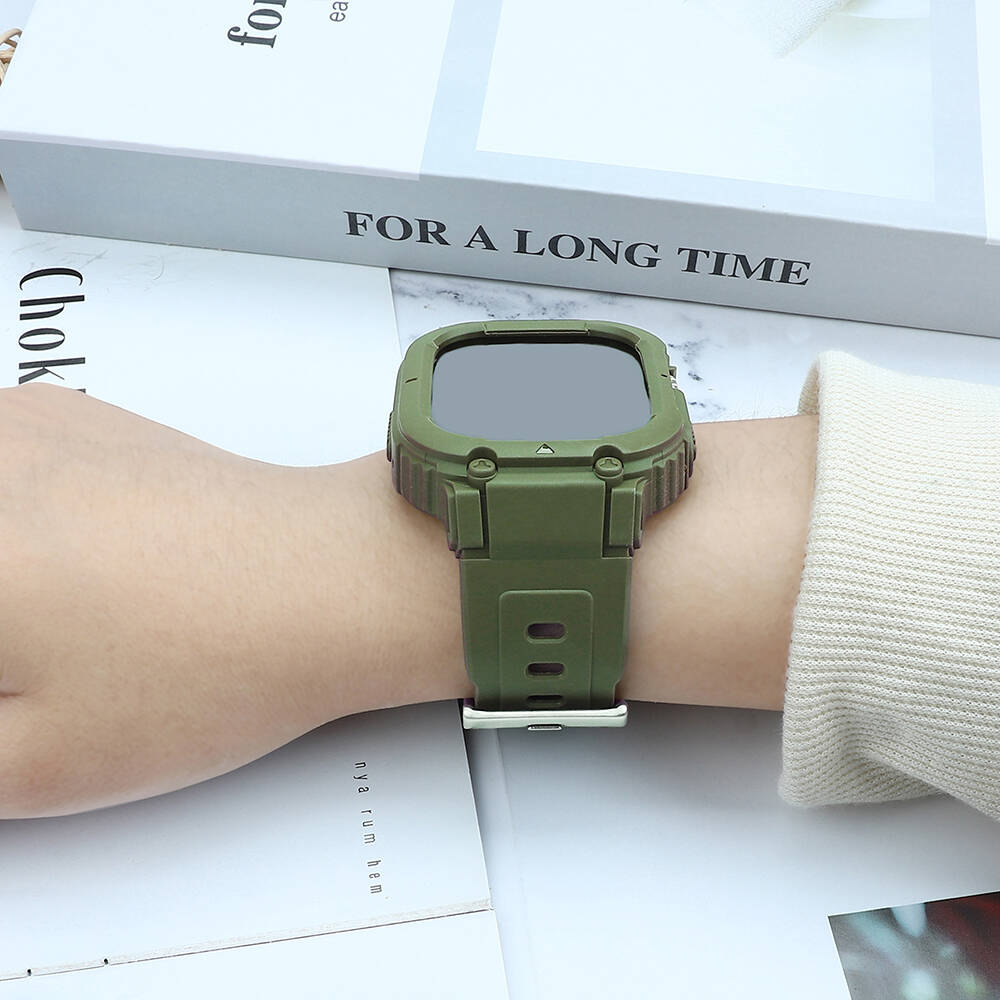 Apple Watch 7 45mm Uyumlu Wiwu Wi-WB014 Armor Serisi 2in1 Sert PC Kasa Koruyuculu Silikon Kordon - 11