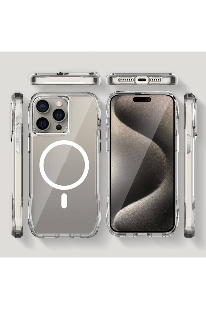 Apple iPhone 15 Pro Kapak Magsafe Şarj Özellikli Airbagli Şeffaf Zore İncek Kapak