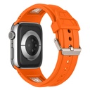 Apple Watch 44mm Uyumlu Kordon Zore KRD-117 Hava Alabilen Delikli Metal Süslemeli Desenli Silikon Kayış - 1