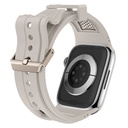 Apple Watch 44mm Uyumlu Kordon Zore KRD-117 Hava Alabilen Delikli Metal Süslemeli Desenli Silikon Kayış - 5