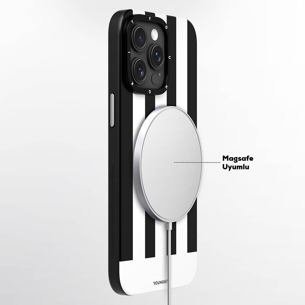 Apple iPhone 15 Pro Max Uyumlu Kılıf Magsafe Şarj Özellikli Youngkit Striped Piano Keys Serisi Kapak - 9