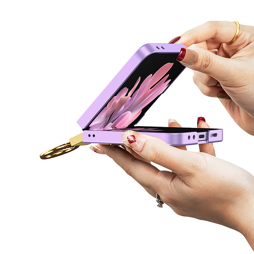 Samsung Galaxy Z Flip 6 Uyumlu Kılıf Zore Z Harfli Yüzüklü Kıpta Kapak - 3