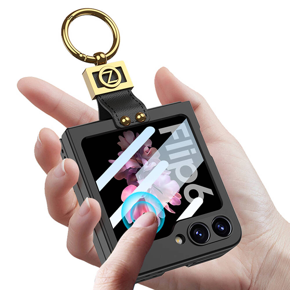 Samsung Galaxy Z Flip 6 Uyumlu Kılıf Zore Z Harfli Yüzüklü Kıpta Kapak - 9