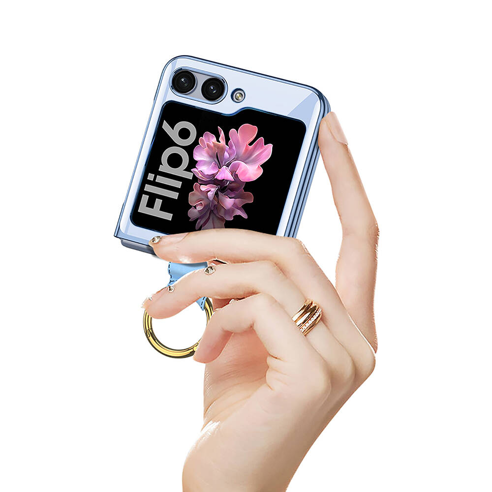 Samsung Galaxy Z Flip 6 Uyumlu Kılıf Zore Yüzüklü Kıpta Kapak - 9