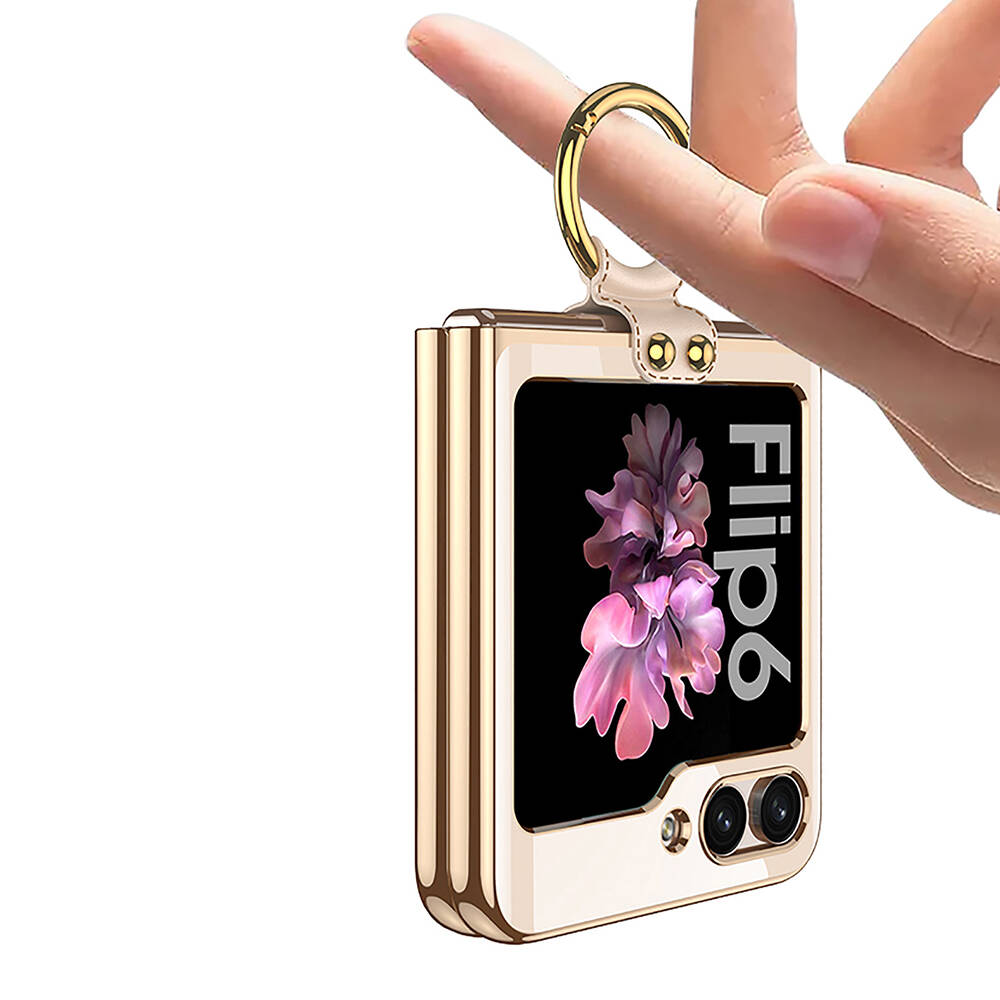 Samsung Galaxy Z Flip 6 Uyumlu Kılıf Zore Yüzüklü Kıpta Kapak - 13